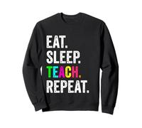 Eat Sleep Teach Repeat Retro Vintage Distressed, Teacher Sweatshirt