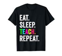 Eat Sleep Teach Repeat Retro Vintage Distressed, Teacher T-Shirt