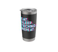 Eat Sleep Techno Repeat EDM Optical Illusion Glitchy Stainless Steel Insulated Tumbler