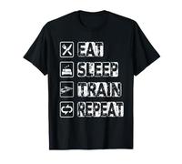 Eat Sleep Train Repeat Railroads Railroad Engine Driver Trai T-Shirt