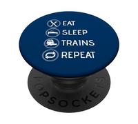 Eat Sleep Trains Repeat Train Lover Locomotive Engineer PopSockets Adhesive PopGrip
