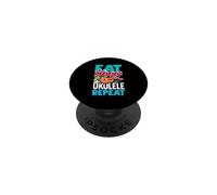 Eat Sleep Ukulele Repeat Funny Hawaiian Music Player PopSockets Adhesive PopGrip