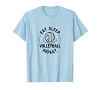 Eat Sleep Volleyball Repeat Athlete Lifestyle Motto T-Shirt, Men, Baby Blue, S