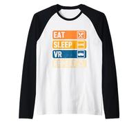 Eat Sleep VR Repeat Vintage Gamer Gaming Virtual Reality Raglan Baseball Tee