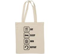 Eat Sleep Win Repeat Logo Natural Cotton Tote Bag White
