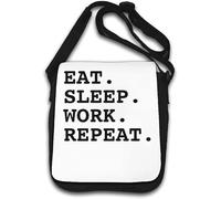 Eat Sleep Work Repeat Shoulder Bag White