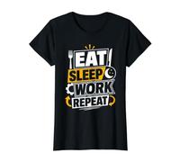 Eat Sleep Work Repeat Value Graphic T-Shirt, Women, Black, M
