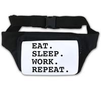 Eat Sleep Work Repeat Waist Bag Fanny Pack White