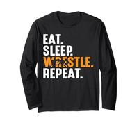 Eat Sleep Wrestle Repeat Boys Wrestling Shirt Long Sleeve T-Shirt