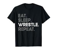Eat Sleep Wrestle Repeat Funny Wrestling For Kids Men Women T-Shirt