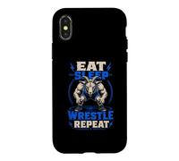 Eat Sleep Wrestle Repeat Goat Mat Grinder Case for iPhone X/XS