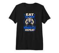 Eat Sleep Wrestle Repeat Goat Mat Grinder Premium T-Shirt