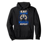 Eat Sleep Wrestle Repeat Goat Mat Grinder Pullover Hoodie