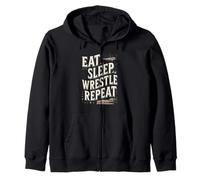 Eat Sleep Wrestle Repeat Wrestling Athlete Quote Zip Hoodie