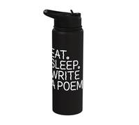 Eat Sleep Write a Poem! Poetcore Aesthetic Stainless Steel Insulated Water Bottle
