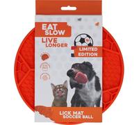 Eat Slow Live Longer Leak-Proof Mat Diameter 22 cm Slow Feeder Anti-Scratch Wet Food and Chunks Dishwasher Safe Football Non Slip Mat Orange