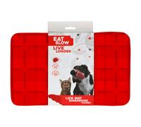 Eat Slow Live Longer Lick Mat Flower Red For Dogs Silicone Dishwasher Safe