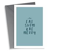 Eat, Swim & Be Merry Christmas Card for wild cold water Swimmer