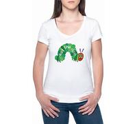 Eat The Rich Hungry Caterpillar Mujeres Camiseta De Manga Corta Blanco Cuello Redondo Women T-Shirt White Round Neck, white, XL
