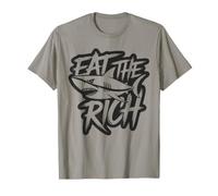 Eat the Rich - Monochrome Shark Graffiti Protest Art T-Shirt