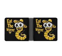 Eat The Worm Leather Wallets for Men Slim Bifold Wallet Credit Card Holder Front Pocket Wallets