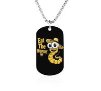 Eat The Worm Photo Necklace Personalized Pendant Necklace Cute Picture Pendant Jewelry for Women Men