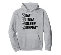 Eat Tuba Sleep Repeat Simple Basic Icons Pullover Hoodie