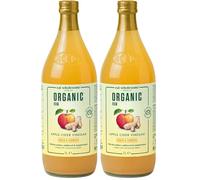 Eat Wholesome Organic Apple Cider Vinegar, Ginger & Turmeric, 1L - Raw, Unpasteurised, Unfiltered, With The Mother, Vegan, Glass Bottle in Box (Pack of 2)