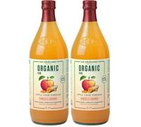 Eat Wholesome Organic Apple Cider Vinegar, Turmeric & Cinnamon, 1L - Raw, Unpasteurised, Unfiltered, With The Mother, Vegan, Glass Bottle in Box (Pack of 2)