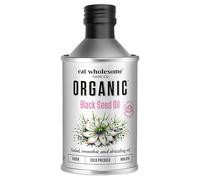 Eat Wholesome Organic Black Seed Oil, 250ml - Cold Pressed Nigella Sativa, High Source of Omega 3-6-9, 100 Percent Pure, For Cooking, Skincare and Hair, Vegan, CO2 Neutral Packaging