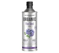 Eat Wholesome Organic Flax Seed Oil, 500ml - Cold Pressed, Unrefined, High Source of Omega 3, 100% Pure & Natural, For Smoothies, Salads, Skincare & Hair, Vegan