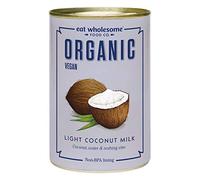 Eat Wholesome Organic Light Coconut Milk, 400ml (Pack of 4) - 100% Natural, Just Coconuts & Water, Reduced Fat, For Cooking & Baking, Vegan, No Guar Gum, Non-BPA Lining