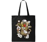 Eat Your Vegetables Go Green Cute Shopping Bag Art Natural Ecological Cotton Tote Bag Black