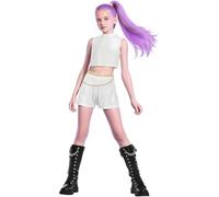 EATAN Kpop Hunters Rumi Set, K-Pop Lead Singer Rumi Outfit Stage Outfit Idol Singer Set White Party Dress (White, 100)