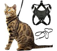 EATAN Pure Leather Anti Escape Cat Harness and Traction Strap, Suitable for Walking Bell-Shaped Cats Medium Cat