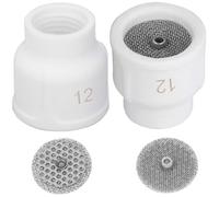 EATBALE #12 Ceramic White TIG Welding Cups Kit for DB SR WP-9/17/18/20/25/26 Welding Gun Accessory with Ceramic Cups, Gas Lens Diffusers Welding Consumables (2pcs)