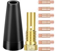 EATBALE 14AK Contact Tips Gasless Nozzle Kit for MIG MAG MB14 14AK Welding Torch, Gasless Nozzle, 8 x M6 Contact Tips 0.8mm/0.030", Tip Holder Diffuser Welder Gun Consumables(10 Pcs)