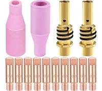EATBALE 15AK Welding Torch Ceramic Nozzles Kit for MB15 15AK MAG MIG Welder Gun Accessories, M6 Contact Tip 0.8mm/0.030", Tip Holder Diffuser, Gas Nozzle Welding Device Consumables (14 Pcs)