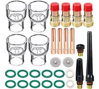 EATBALE 29Pcs TIG Stubby Gas Lens 17GL332 3/32" & #12 Glass Cup & TIG Gas Lens Collet Kit for WP-17/18/26