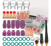 EATBALE 48 PCS for TIG Welding Torch Stubby Gas Lens #12 Glass Cup Kit for WP-17/18/26 with 10 Alumina nozzles, 8 Collets Body, 4 Collets, 3 Back Cups, 2 Diffusers, 15 O-Rings, 2 Cup Gaskets