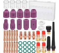 EATBALE 51Pcs for TIG Welding Torch Stubby Gas Lens #10 Glass Cup Alumina Nozzles Ceramic for WP-17/18 / 26 Welding Torch Back Cup Nozzle Collet Collet Body Consumables Accessories Kit