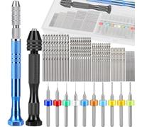 EATBALE 60Pcs Hand Drill Set Precision Pin Vise with Micro Twist Bits PBC Mini Drill Semi-Automatic Spiral Rotary Tool for Resin Polymer Clay Craft DIY Jewelry Electronic Assembling