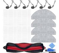 EATBALE Accessories Kit for Roborock Q7 M5+ / Q7 L5+ Robot Vacuum Cleaners 1 x Main Brush 6 x Side Brushes 4 x Mop Cloths 4 x Hepa Filters Washable Attachment Replacement Parts(15 Pack)