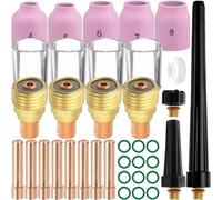 EATBALE Alumina Nozzles #10 Glass Cup Collet Body for TIG Welding Torch DB SR WP-9 20 25 Welding Gun Replacement Parts Ceramic Cup Brass Collet Back Cap Consumable Accessories Kit(37 Pcs)