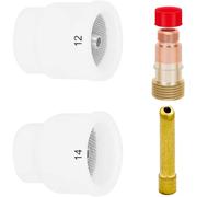 EATBALE Ceramic Welding Cup Set #12#14 White for TIG Welding Cup with 2.4mm 3/32" Collets, Collet Bodies for WP-17/18/26