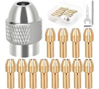 EATBALE Collet Set for Dremel 225 3000 4000 4250 4485 8220 Accessories Kit, 4485 Brass Collet(0.8mm-3.2mm) Metal Nut Quick Change Multi Tools Rotary Tool Shock Resistance Replacement Parts
