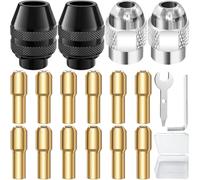 EATBALE Drill Chuck Accessories for Dremel 7700 3000 4000 8200, M8 Metal Nut, 4486 Multi Mandrel, Brass Tweezers (0.8-3.2mm), Quick Change Keyless Drill Chuck Replacement Set (16pcs)