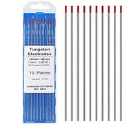 EATBALE for TIG Welding Tungsten Electrode Rod 2% Thoriated 1/16” x 6" (Red, WT20) 10 Pack, Ground Finish Arc Starts Easier and More Stable