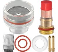 EATBALE Glass Cup Kit for TIG WP-17/18 / 26 Welding Torch Gas Len 2.4 mm Collet Chuck Body Rubber Gaskets Cup Seal Finger Cot Argon Arc Welding Gun Equipment Consumables Accessories Kit