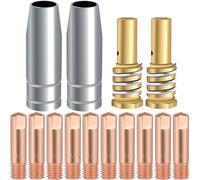 EATBALE MIG MAG Conical Gas Nozzle Contact Tip(0.8mm 0.030") Holder Diffuser for MIG MAG MB14 14AK Welding Torch Copper Shield Cups 145.0075 M6 Conductive Tip Consumable Accessories Kit